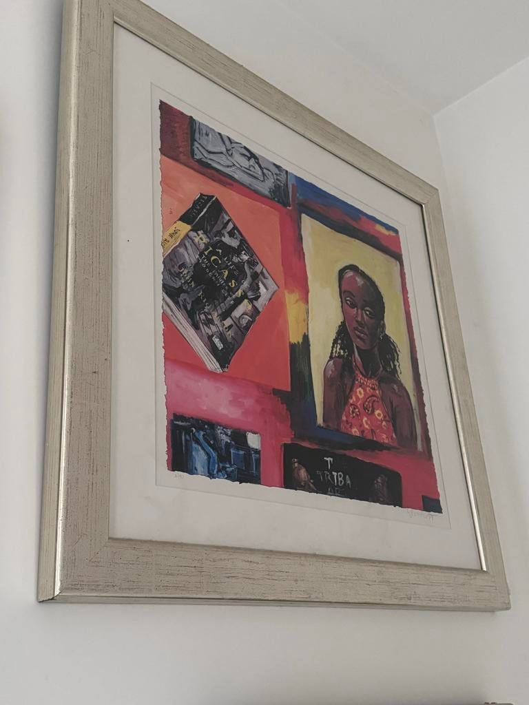 Peter Klashorst - Gesigneerd kleurrijk werk met Afrikaanse i, Ophalen