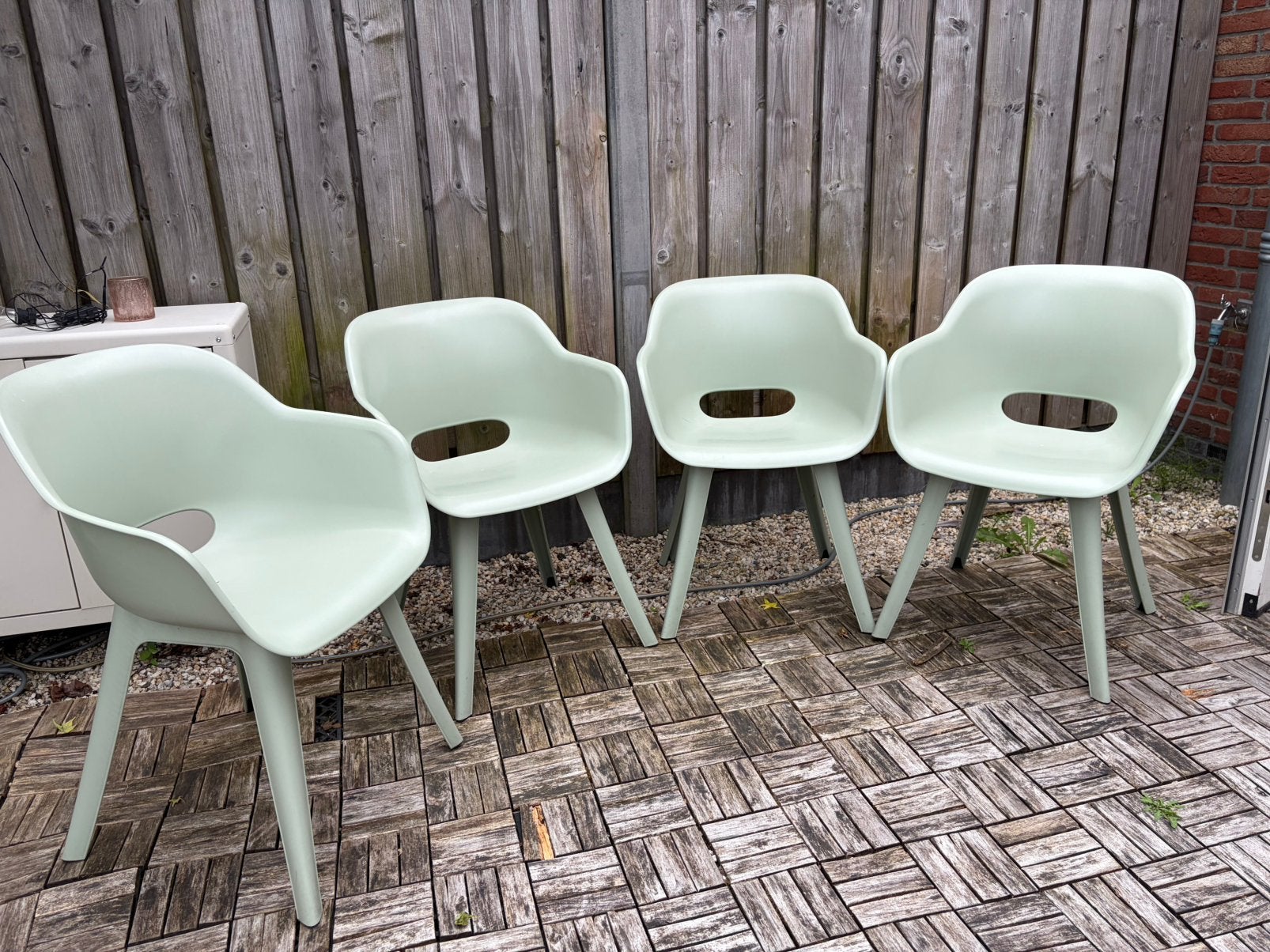 Tuinstoelen x4 Keter lichtgroen - nette staat, Ophalen, Zo goed als nieuw, Kunststof