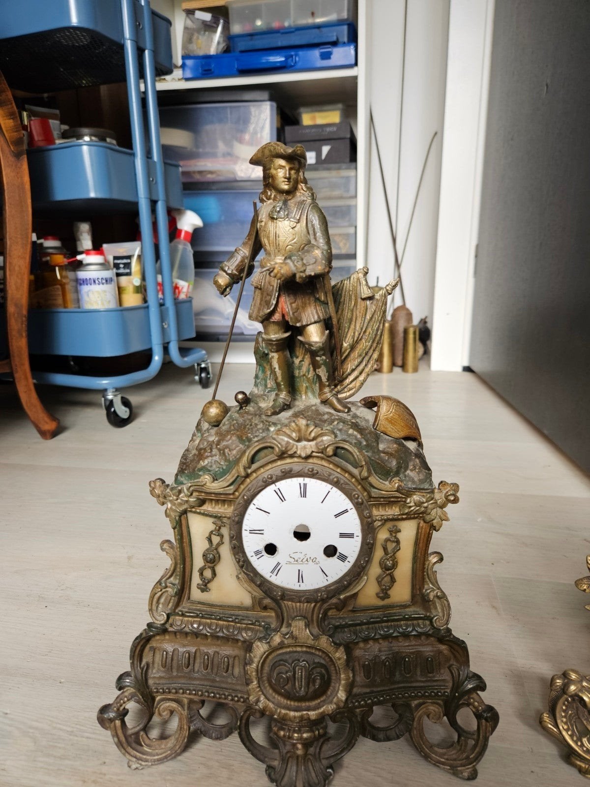 3 bronze pendules klokken en een  brons paard, Antiek en Kunst, Antiek | Klokken, Ophalen of Verzenden