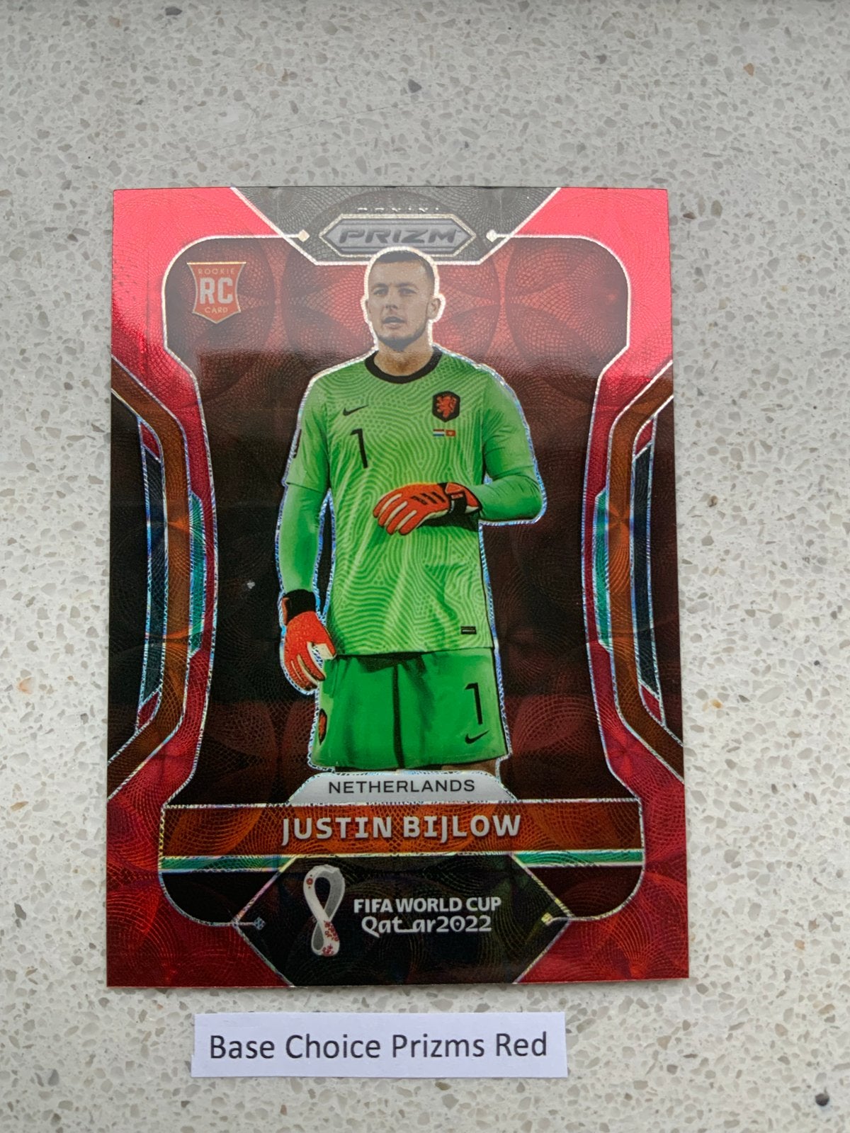 Justin Bijlow 2022 Panini Prizm WC Qatar Choice Prizms Red, Verzamelen, Sportartikelen en Voetbal, Verzenden, Nieuw, Overige sporten