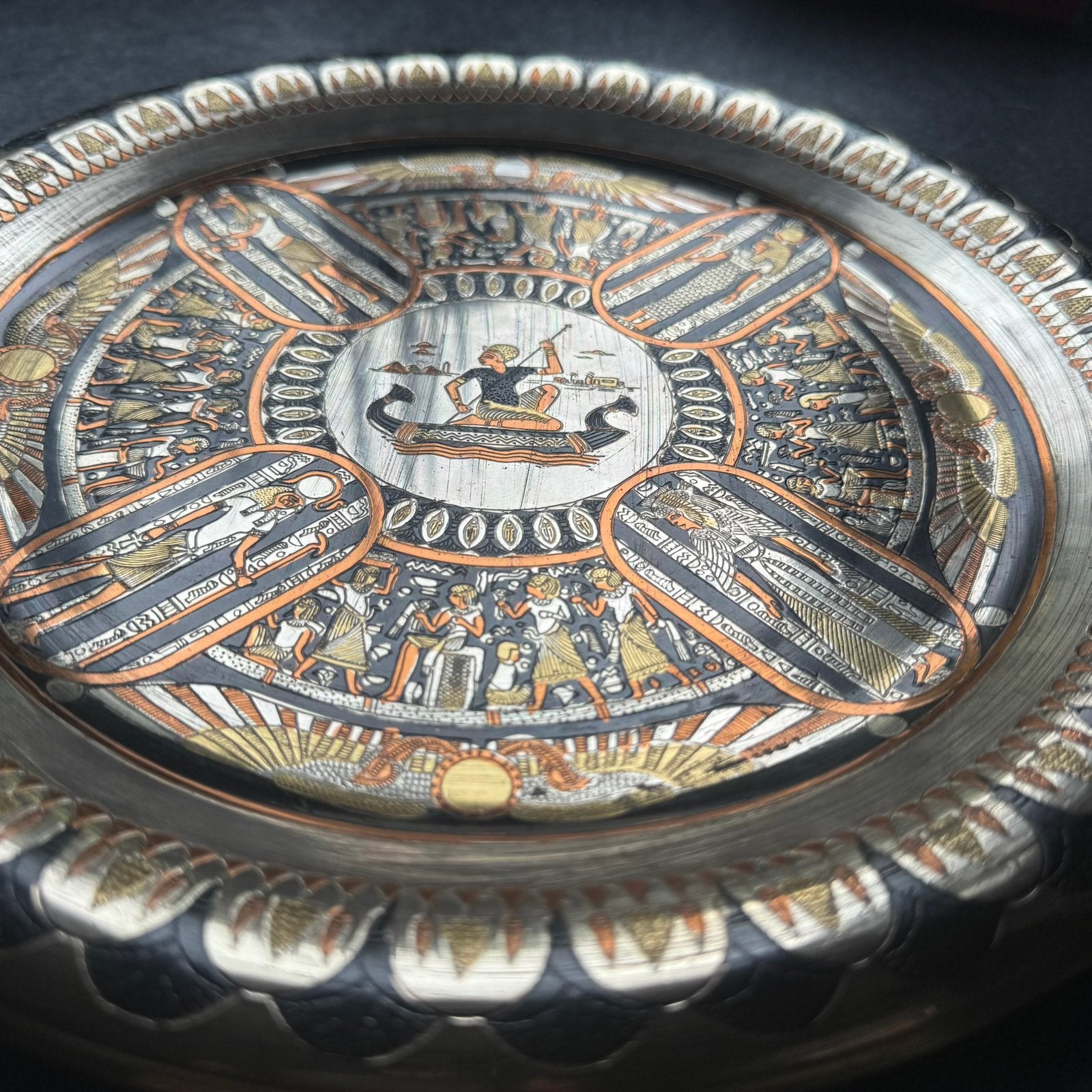 Decoratieve Egyptische koperen schaal/wanddecoratie, Ophalen of Verzenden