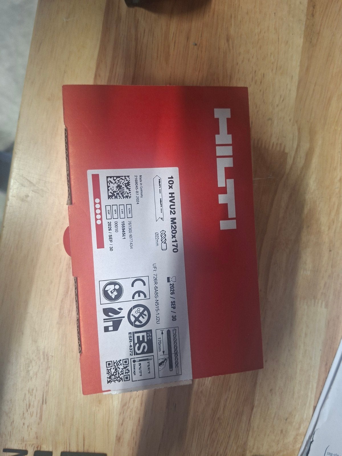 Hilti HVU2 M20x170 Injectiemortel - 10 stuks, Ophalen, Nieuw, Overige typen, Hilti