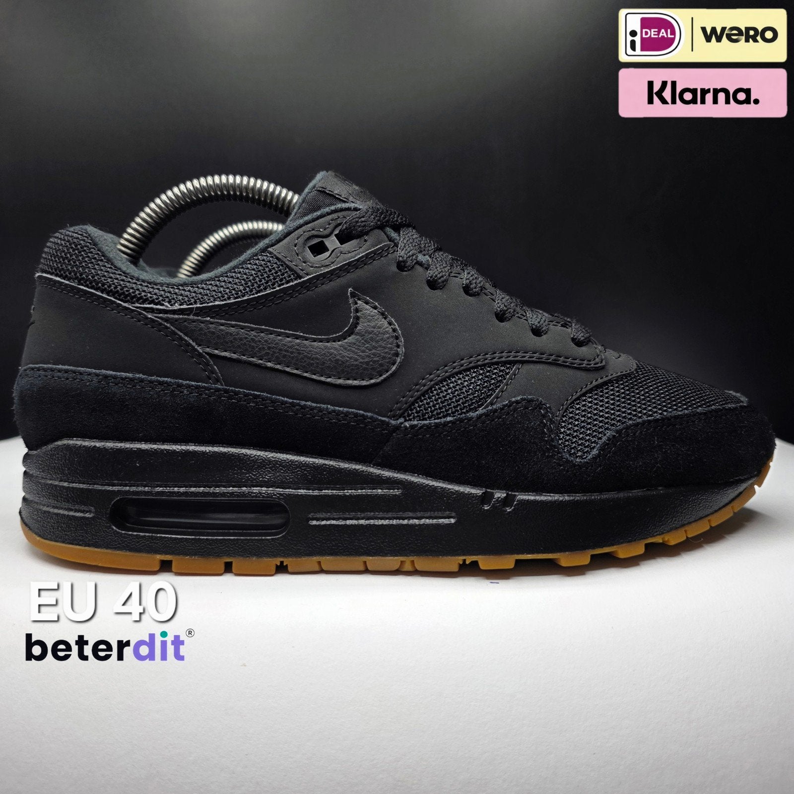 Nike Air Max 1 'Black Gum' Maat: 40, Zwart, Ophalen of Verzenden, Nike, Nike