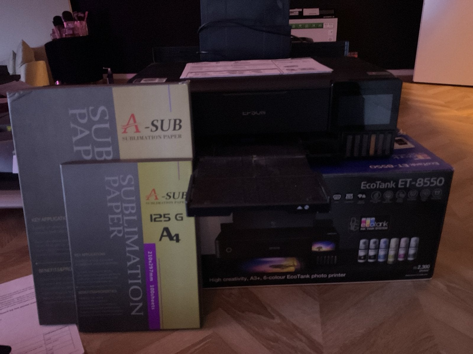 Epson EcoTank ET-8550 met sublimatie inkt en papier, Computers en Software, Printers, Ophalen, Gebruikt, Fotoprinter, Inkjetprinter