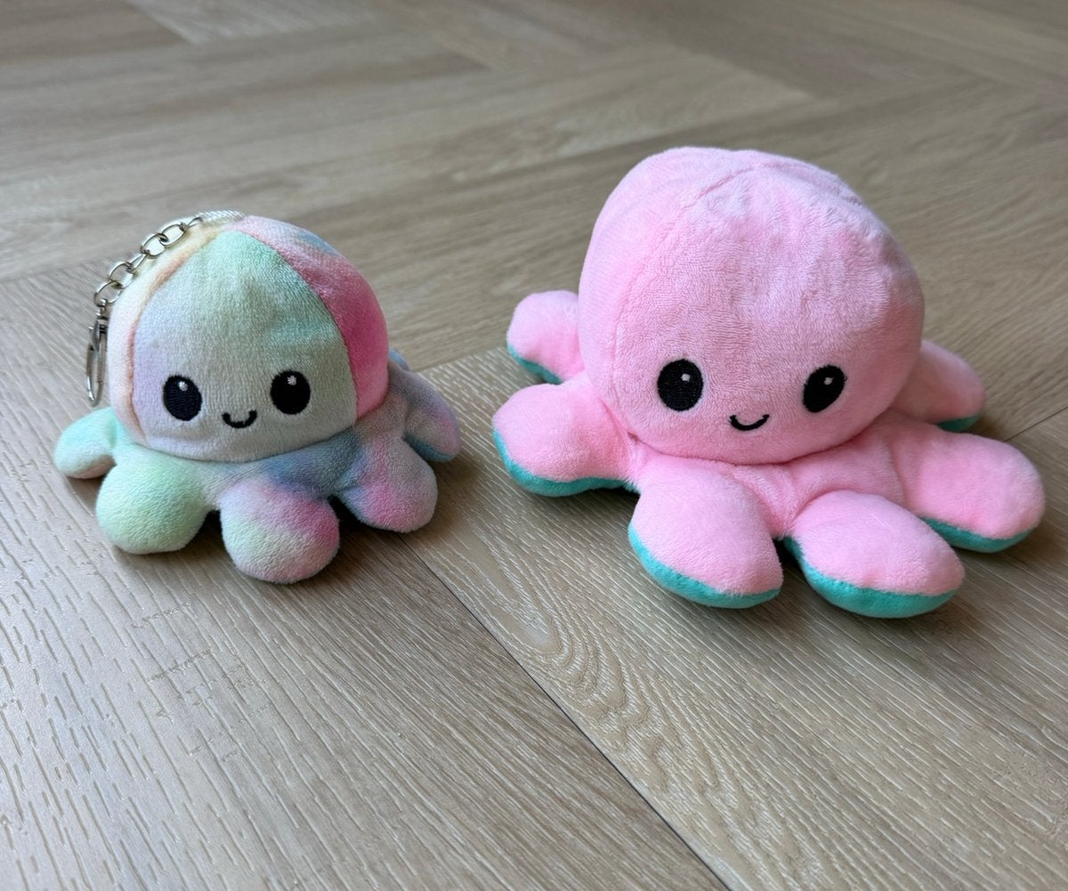 Knuffel, 2x, omkeerbare “mood” octopussen, Ophalen of Verzenden, Zo goed als nieuw, Overige typen