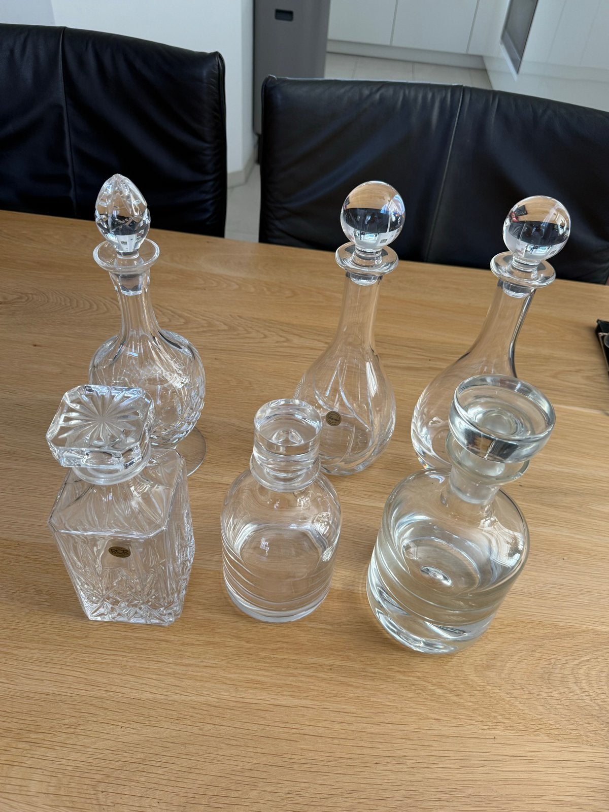 Set van 6 kristallen karaffen - RCR, Baccarat, onbekend, Ophalen of Verzenden