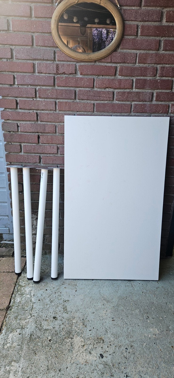 Tafelblad met 4 poten - Wit, Gebruikt, Huis en Inrichting, Tafelonderdelen, Ophalen, Gebruikt, Rechthoekig, 50 tot 100 cm