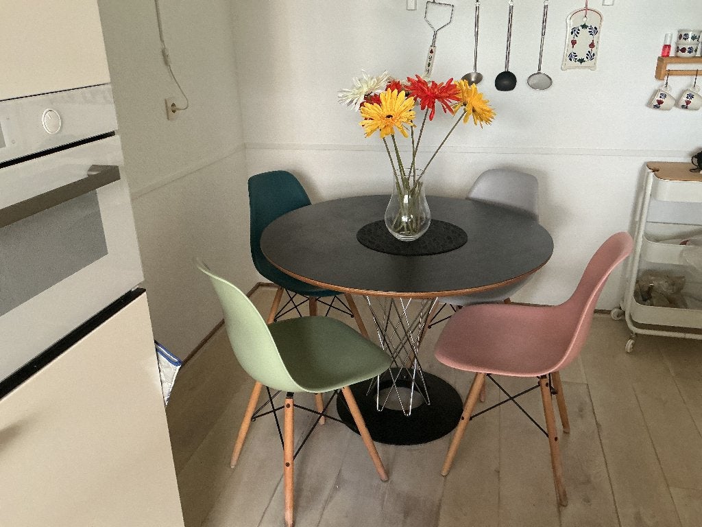 Ronde eetset 4 personen, Ophalen, Gebruikt, Modern, 4 tot 6 stoelen