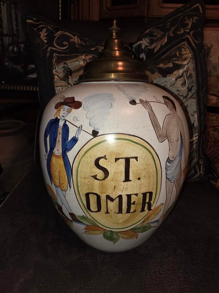 Grote tabakspot st omer delfts aardewerk, Antiek en Kunst, Ophalen of Verzenden