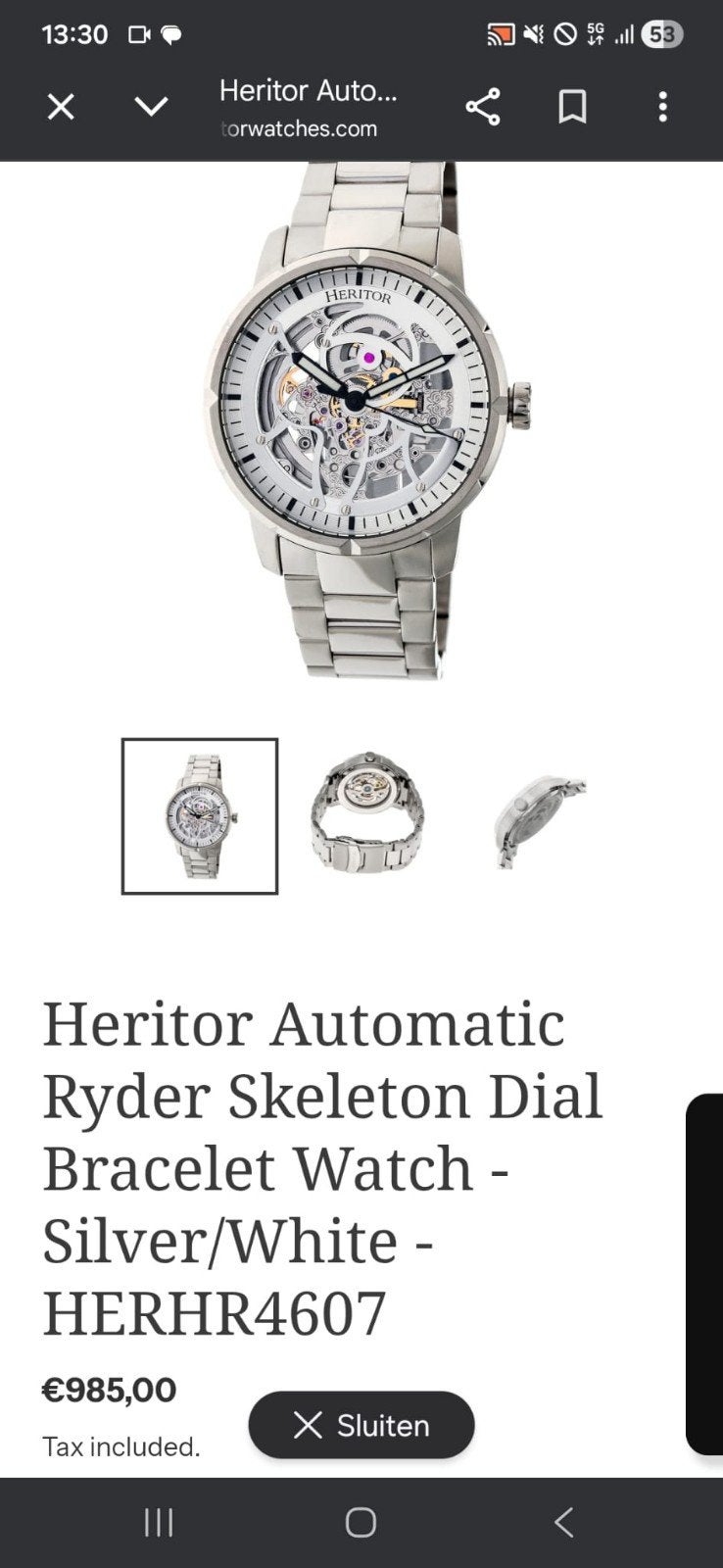 Heritor Automatisch Herenhorloge en Tommy Hilfiger herenhorl, Ophalen, Staal, Staal, Polshorloge
