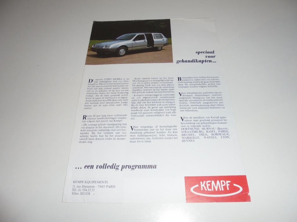 leaflet Kempf voertuigaanpassingen voor Ford, Ophalen of Verzenden, Gelezen, Ford