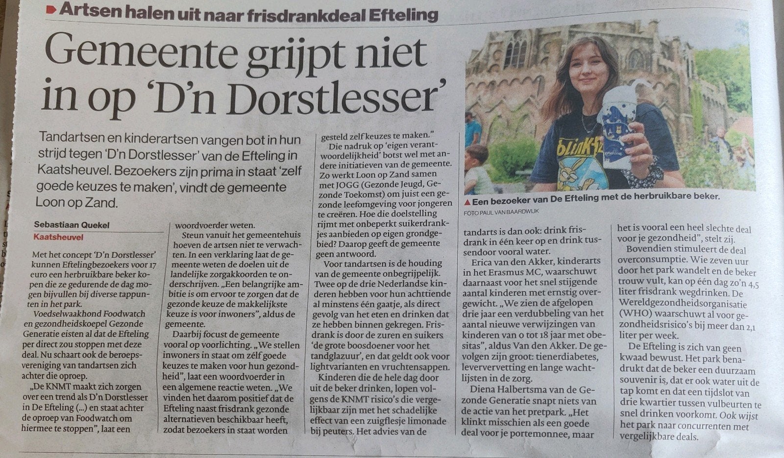 Efteling Artikel Knipsel, Ophalen of Verzenden, 1980 tot heden, Nederland, Knipsel(s)