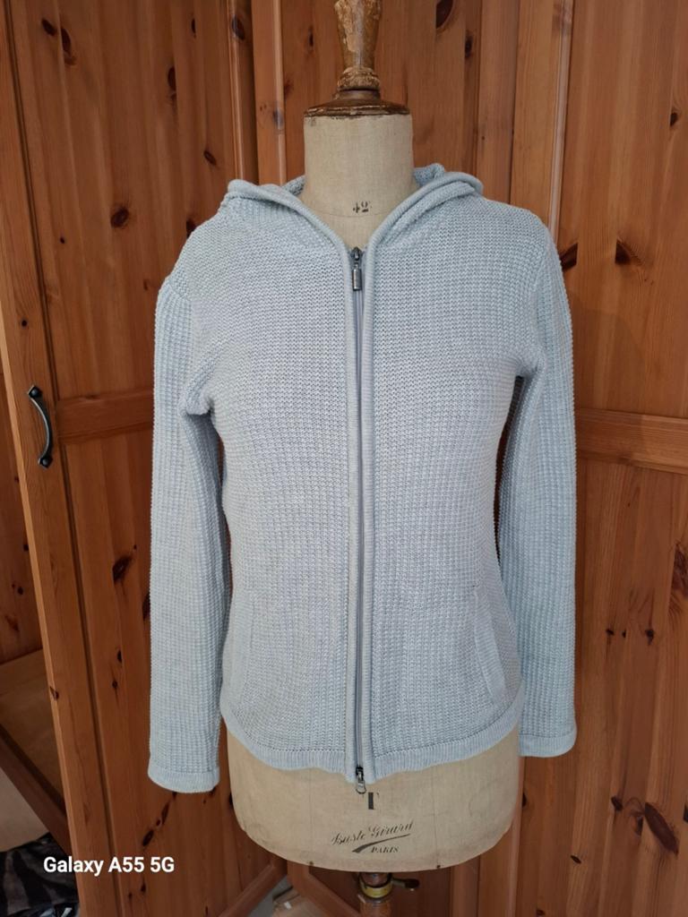 Gebreide vest katoen/ acryl, Ophalen of Verzenden, Zo goed als nieuw, Maat 38/40 (M), Grijs