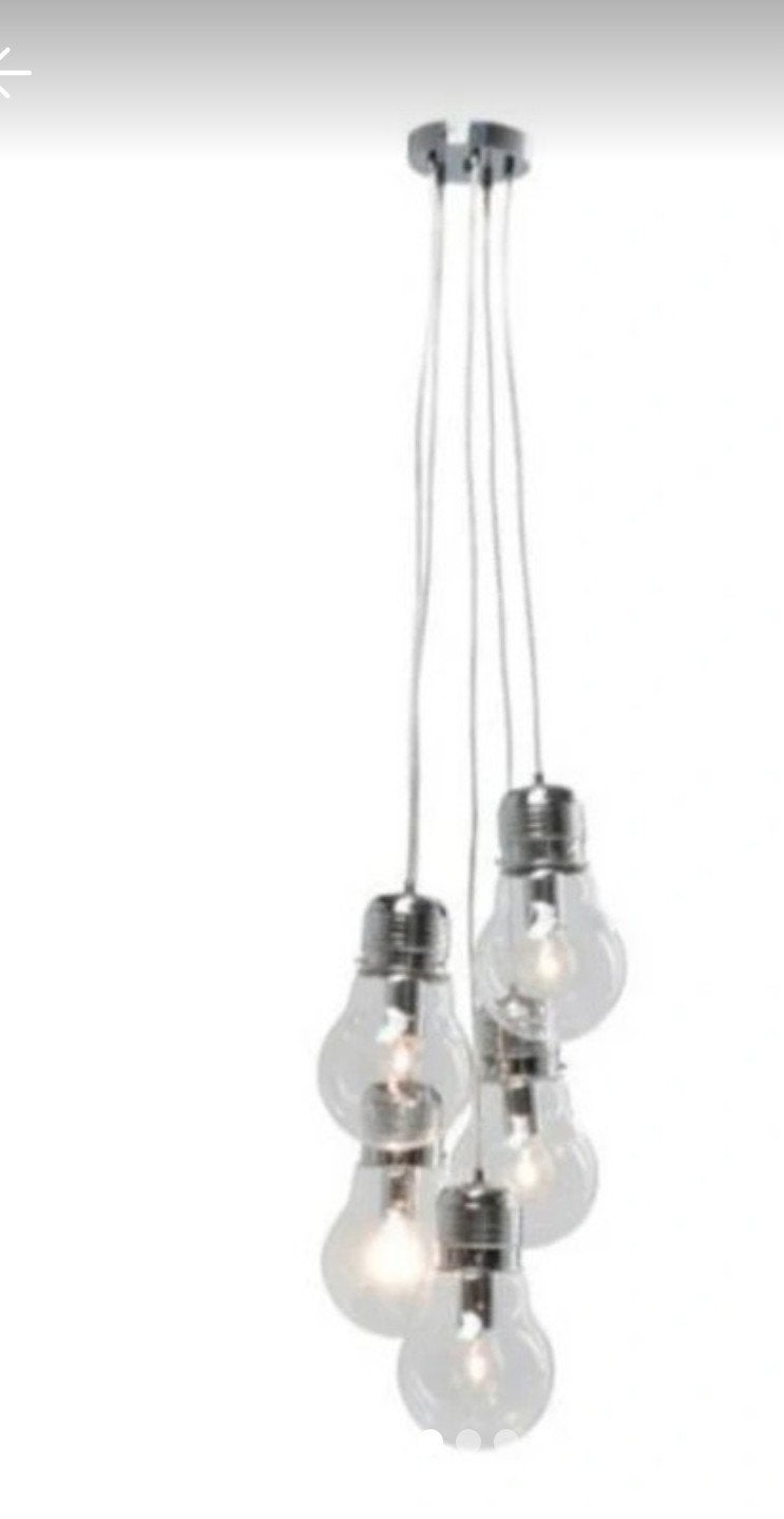 KARE Design Hanglamp 'Pendant Lamp Five Bulbs Clear', Ophalen, E27 (groot), Zo goed als nieuw, Glas