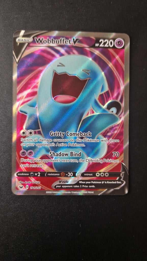 Wobbuffet V 191/202 Sword&Shield Pokemon, Ophalen of Verzenden, Zo goed als nieuw, Losse kaart