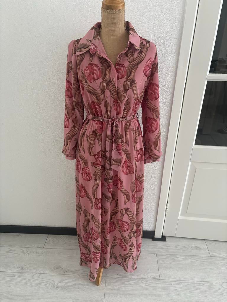 Trendyol jurk maat 40 - Roze met bloemenprint, Kleding | Dames, Maat 38/40 (M), Ophalen of Verzenden, Zo goed als nieuw, Roze