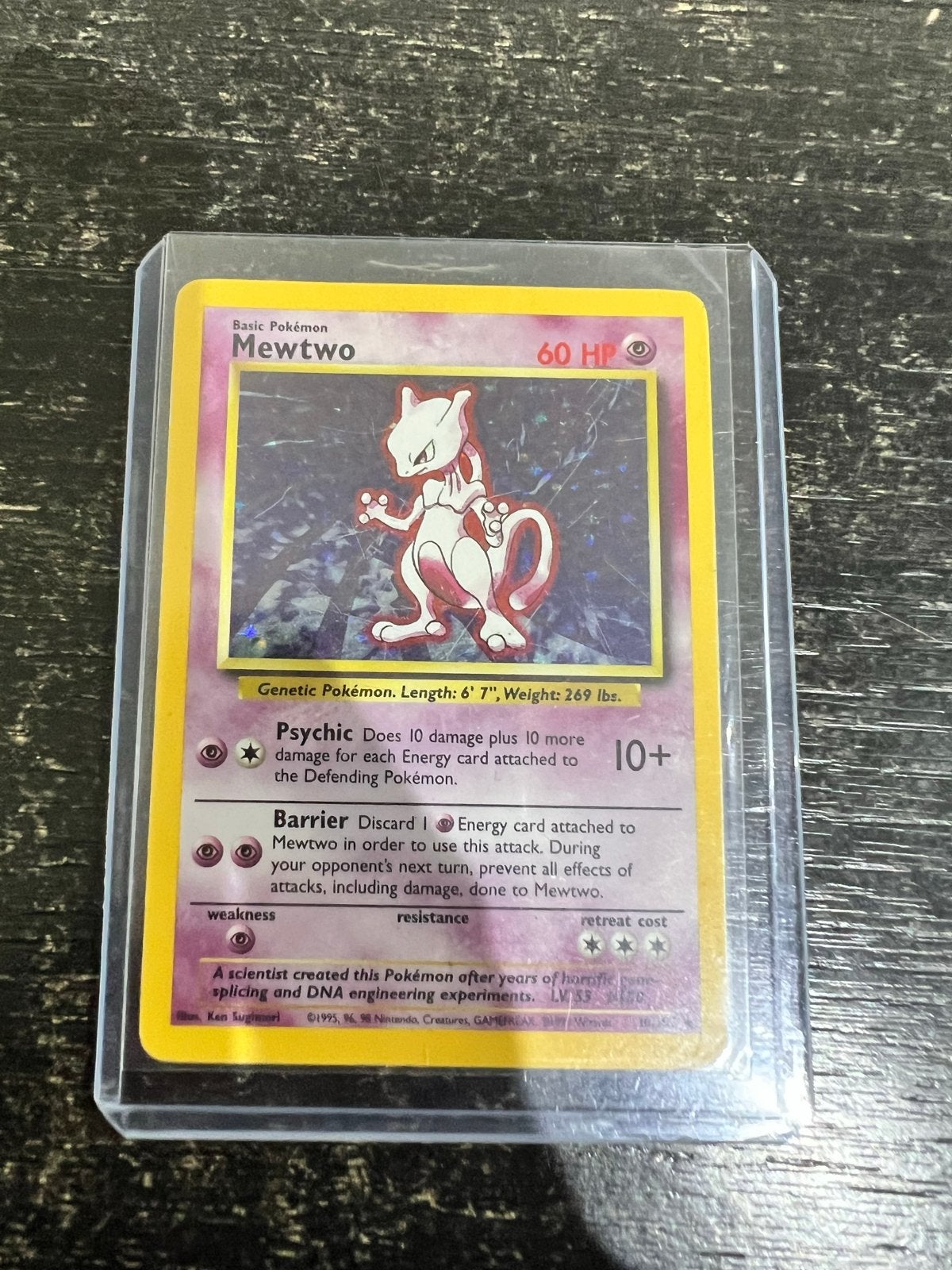 Mewtwo Holo Foil Pokémon Kaart (Base Set), Ophalen of Verzenden, Gebruikt, Losse kaart, Foil