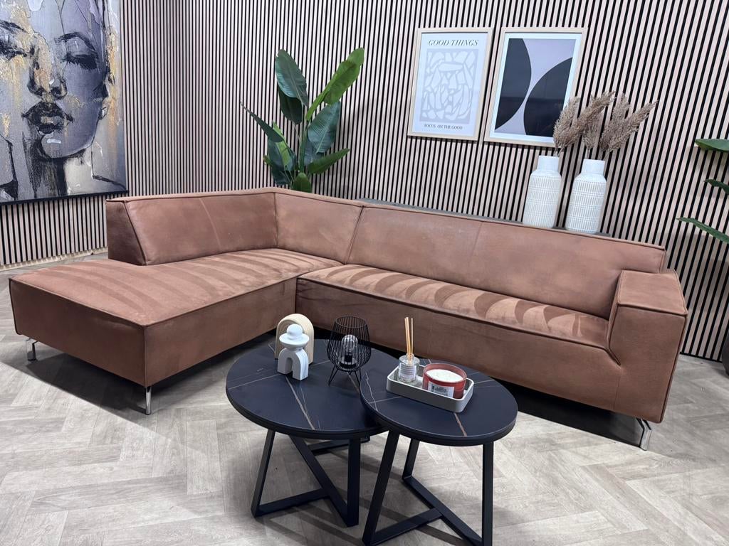 ZGAN Kapenga Cognac Hoekbank Microleer - 280 x 195