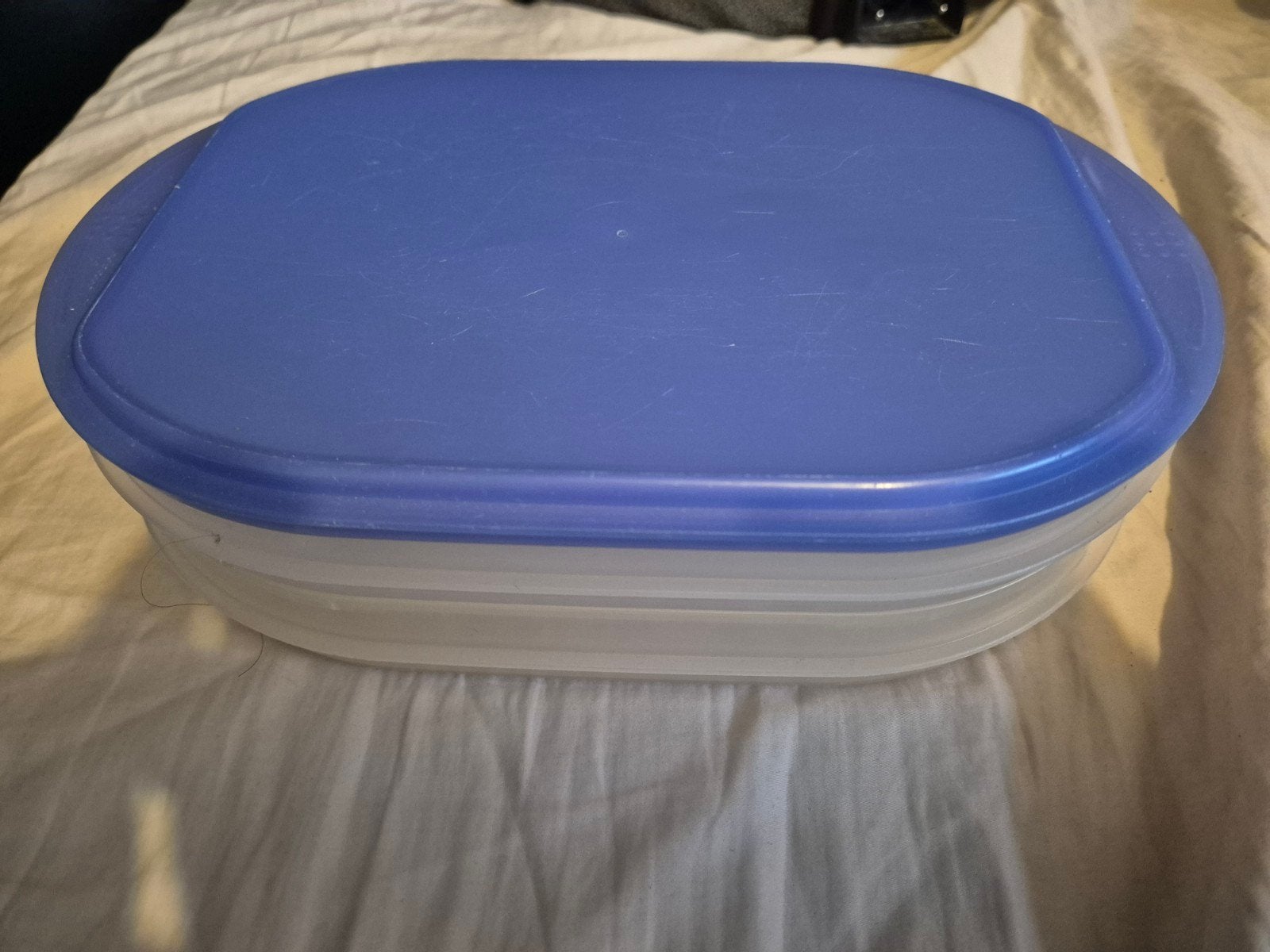 Tupperware bewaardoos met blauw deksel, Huis en Inrichting, Ophalen of Verzenden