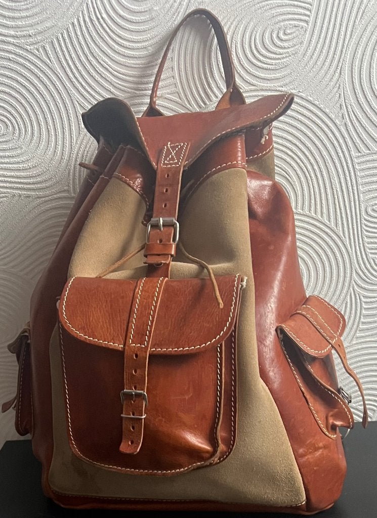 Vintage. Leren rugtas., Ophalen of Verzenden, Zo goed als nieuw, Overige merken, 30 tot 45 cm