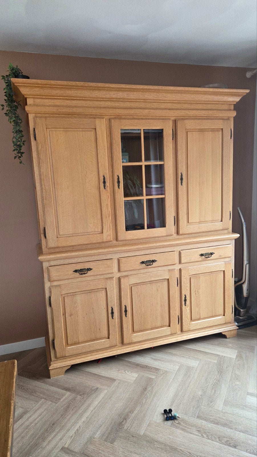 Massief eiken dressoir/vitrinekast, Antiek en Kunst, Antiek | Meubels | Kasten, Ophalen