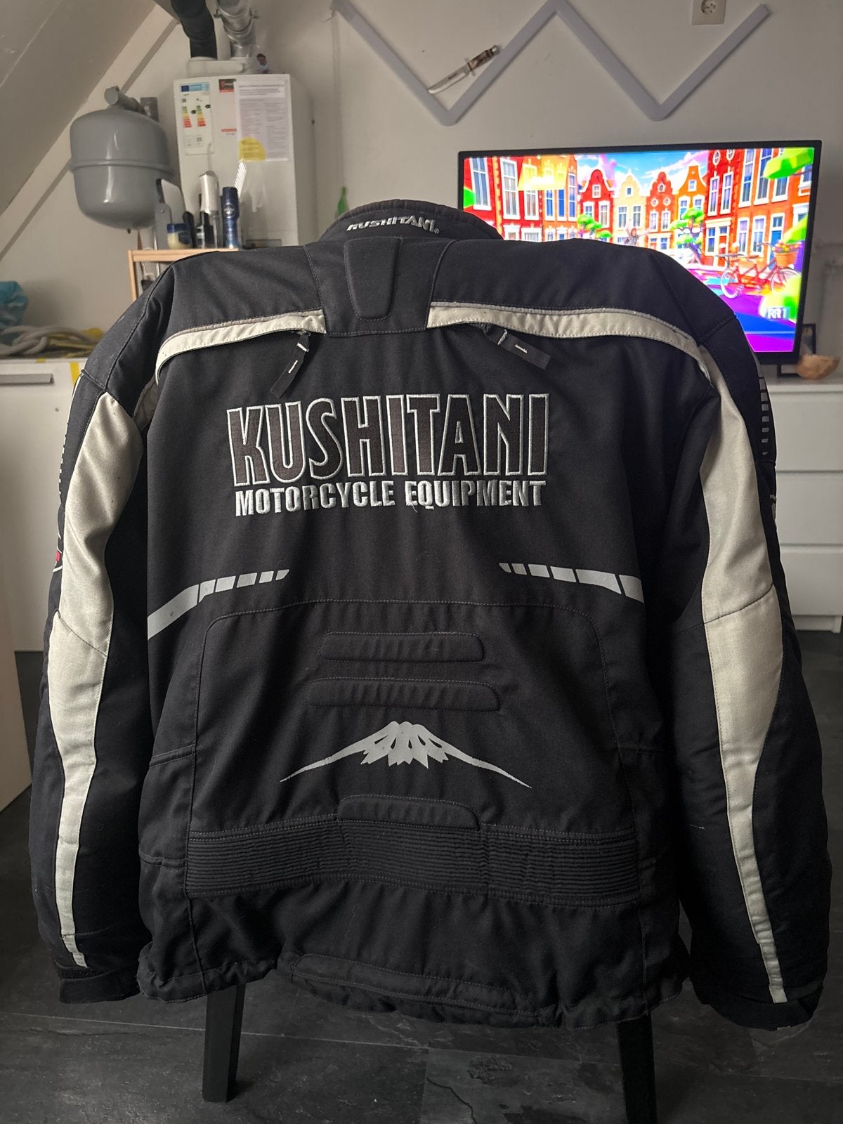 Kushitani textiel motorjas - Zwart met grijze accenten, Motoren, Ophalen, Tweedehands, Heren, Jas | textiel
