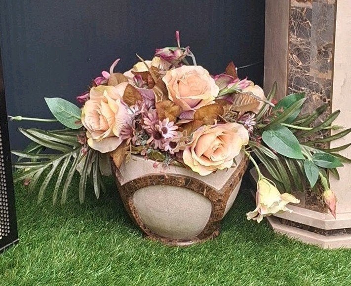 manhattan Style planten pot met kunst boeket, Ophalen of Verzenden
