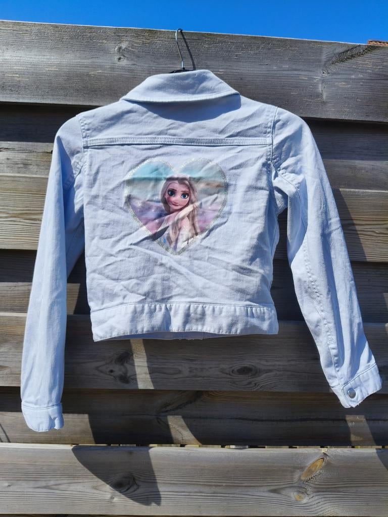 Frozen spijkerjasje maat 134 H&M Elsa, Ophalen of Verzenden, Zo goed als nieuw, Meisje, Jas