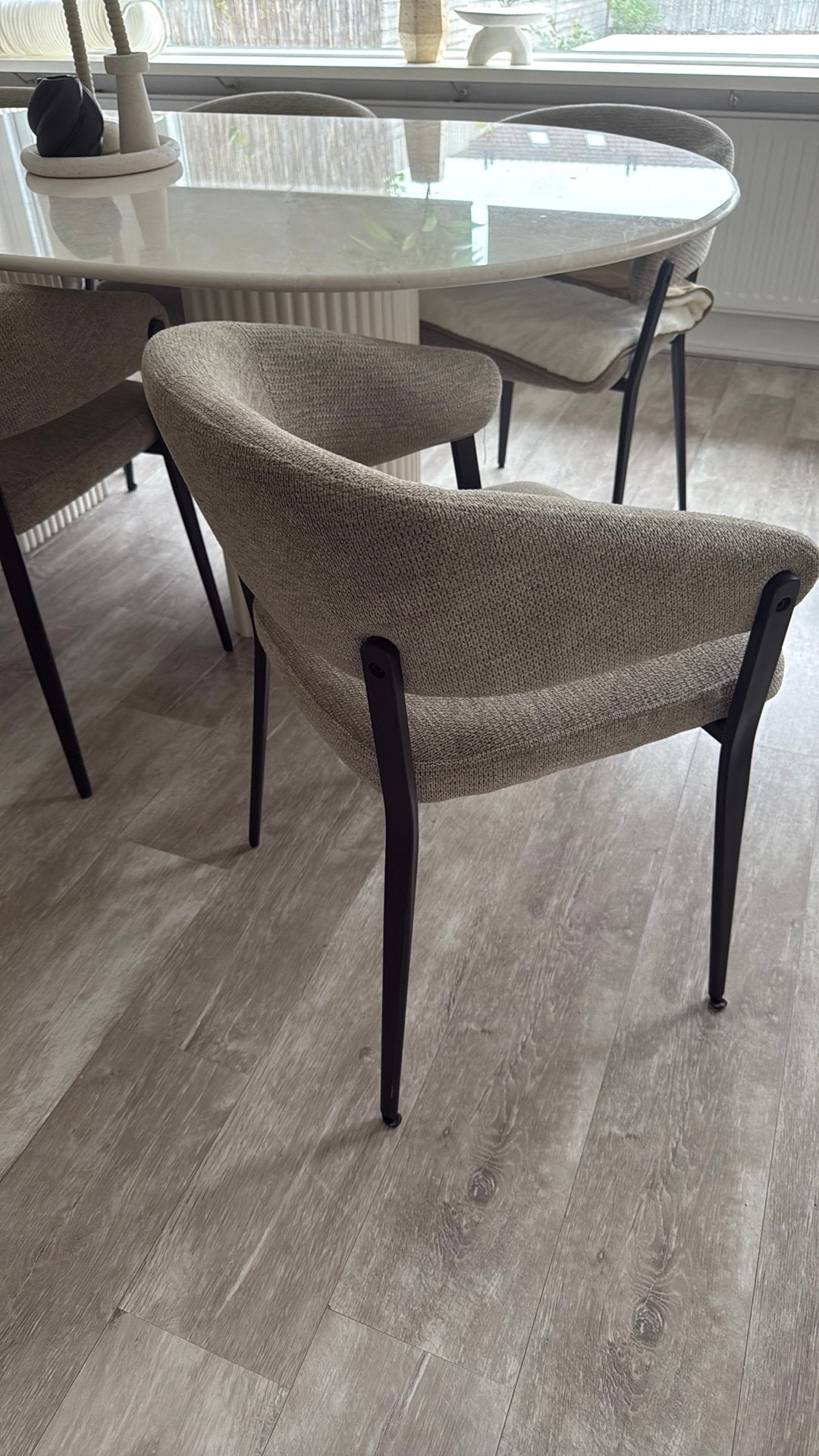 Japandi eetkamerstoelen 6 stuks, Huis en Inrichting, Stoffering | Vloerbedekking, Ophalen, Zo goed als nieuw, 75 m² of meer