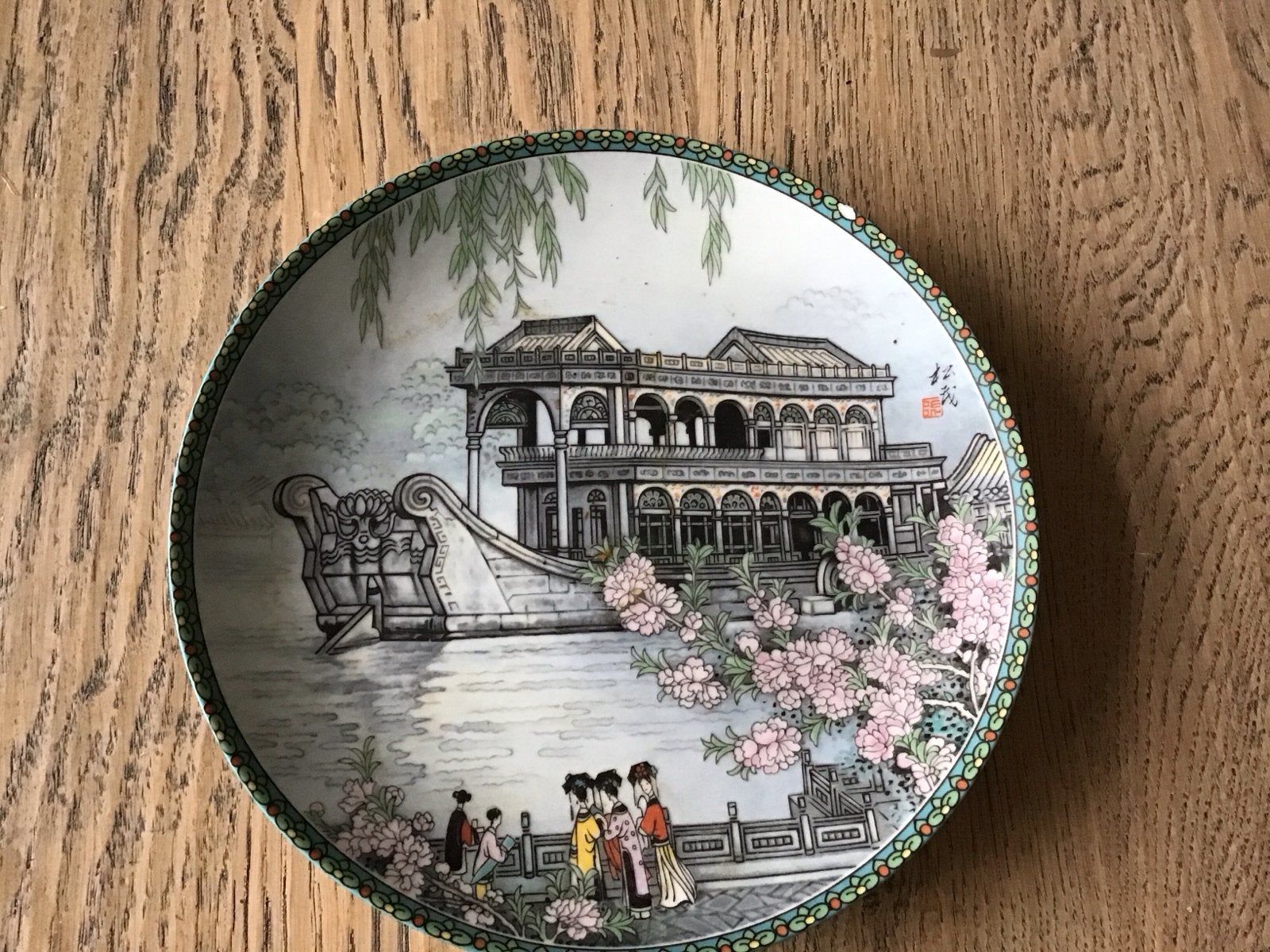 Decoratieve Chinese wandbord met boot en figuren, Ophalen of Verzenden
