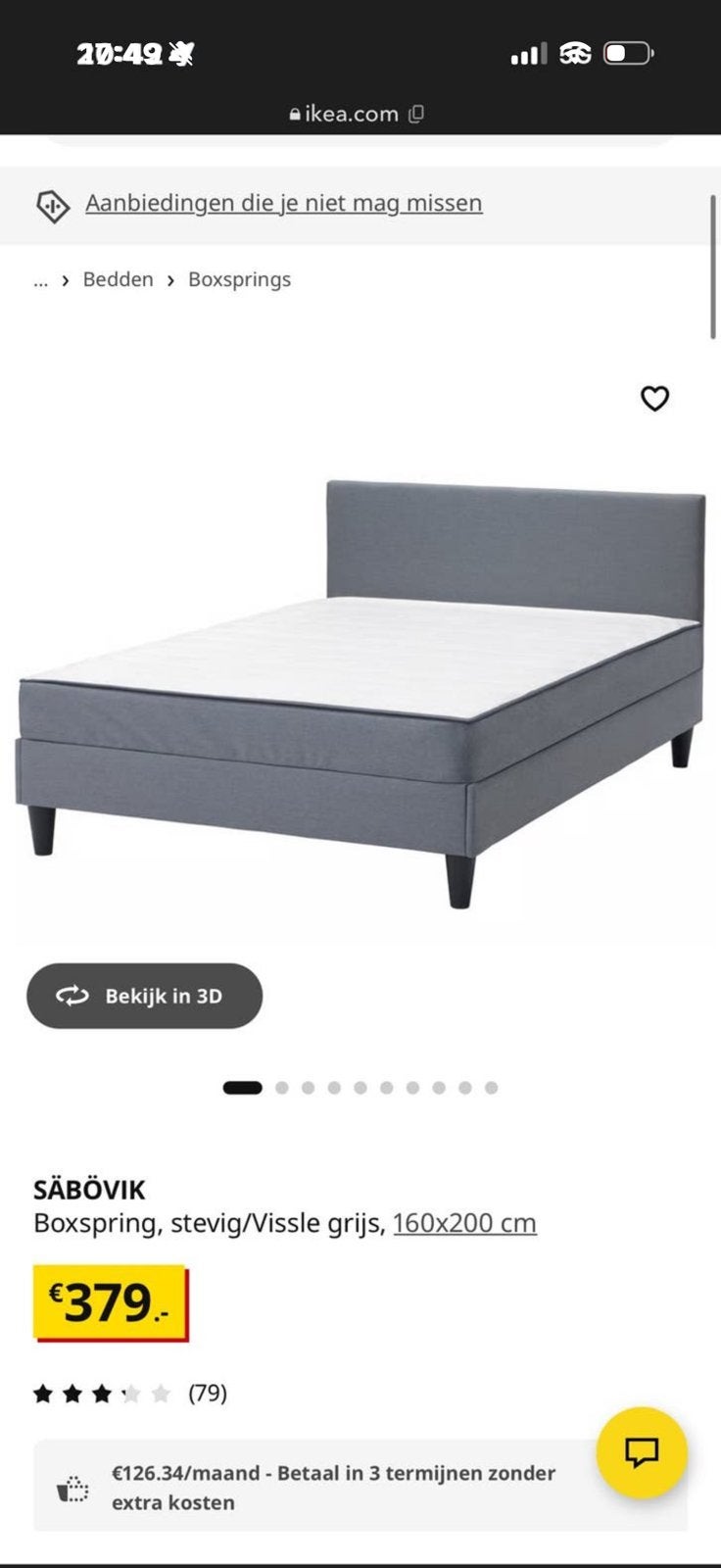 Boxspring MOET WEG!!! 20-,, Ophalen, Zo goed als nieuw, Tweepersoons
