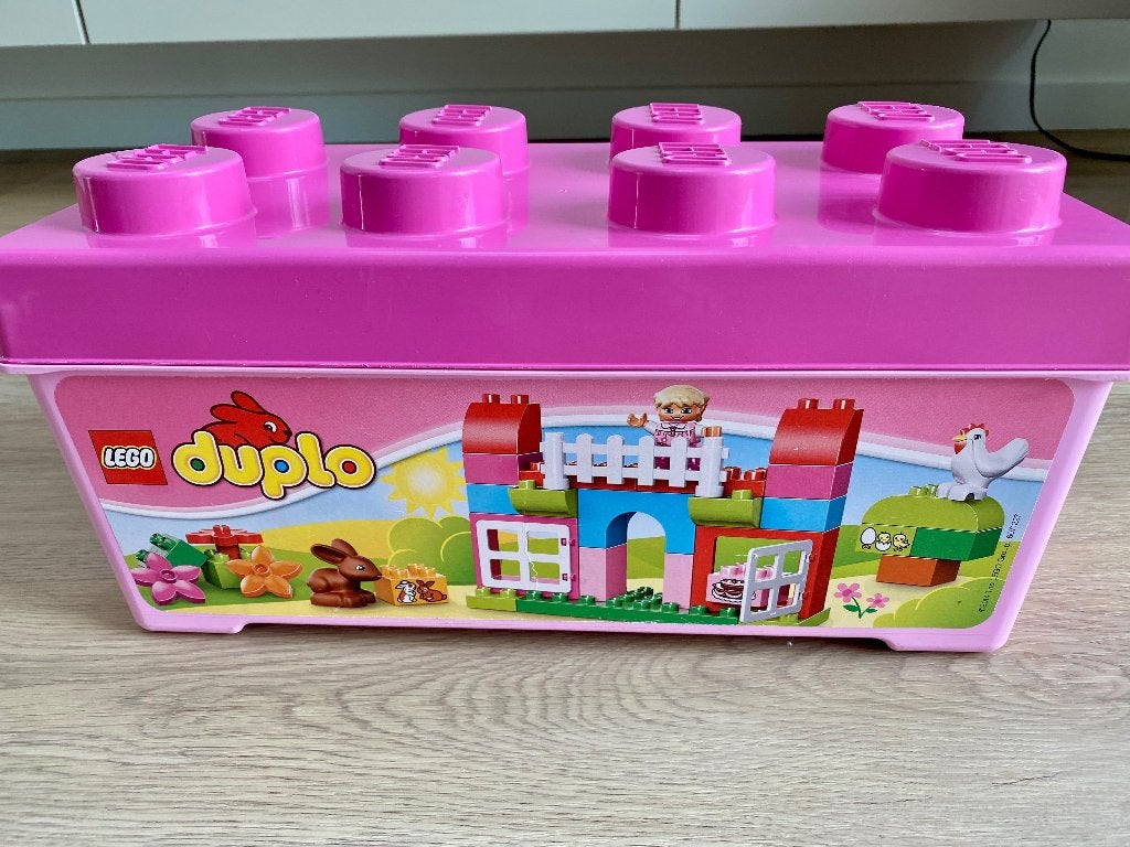 Lego Duplo in een roze opbergbox, Ophalen of Verzenden, Gebruikt, Complete set, Duplo