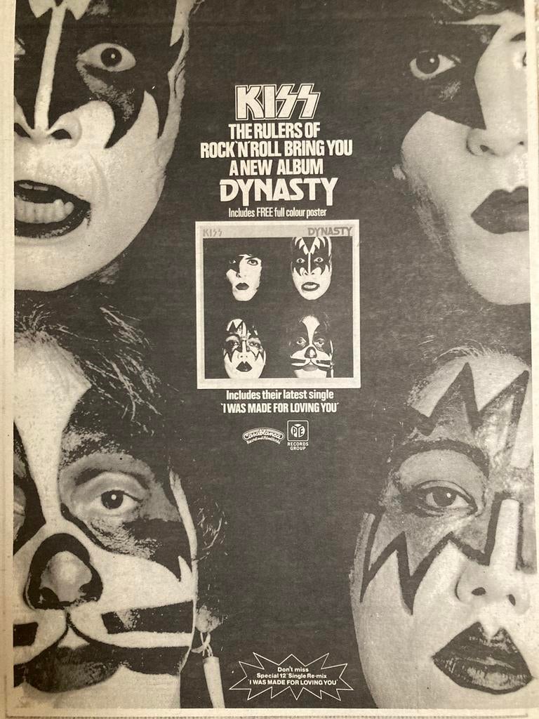 Paginagrote A3 advertentie KISS Dynasty release, Ophalen of Verzenden