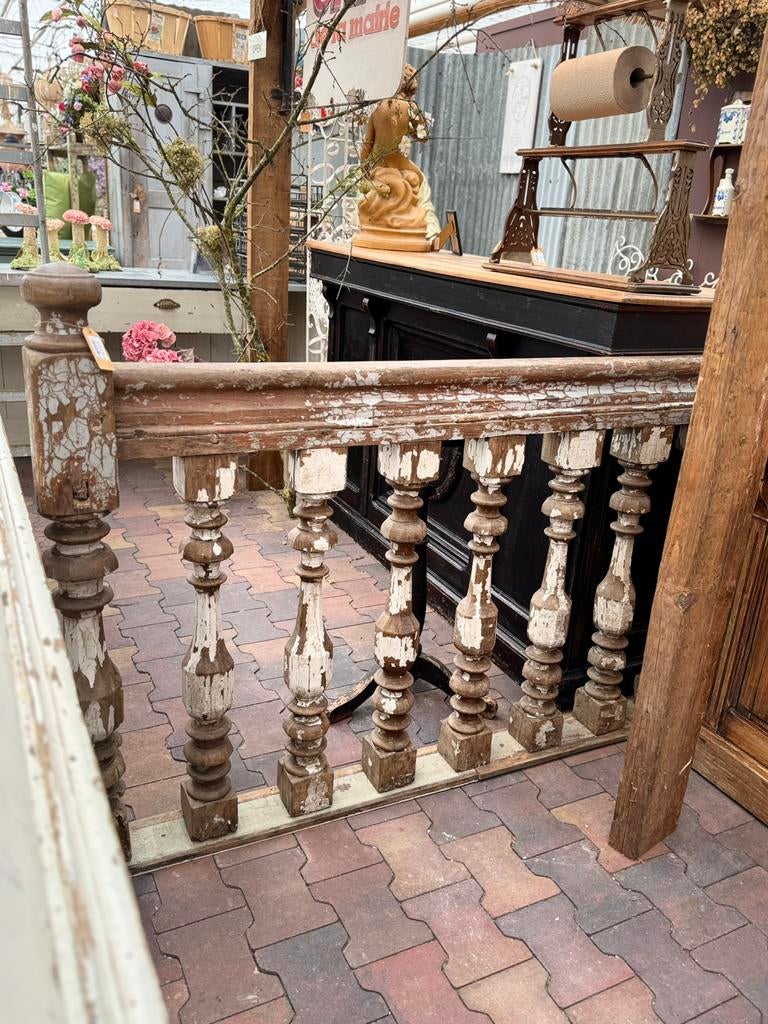 Balustrade massief eikenhout, patine, 197 lang, 95 hoog, Antiek en Kunst, Curiosa en Brocante, Ophalen