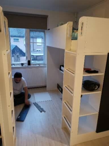 Witte hoogslaper van Ikea met bureau en opbergruimte, Ophalen, Gebruikt, Eenpersoons, 200 cm