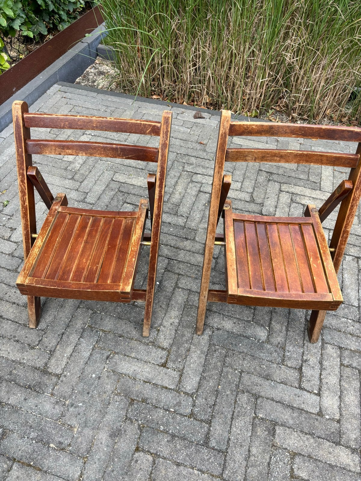 Set van 2 vintage houten klapstoelen voor kids, Ophalen