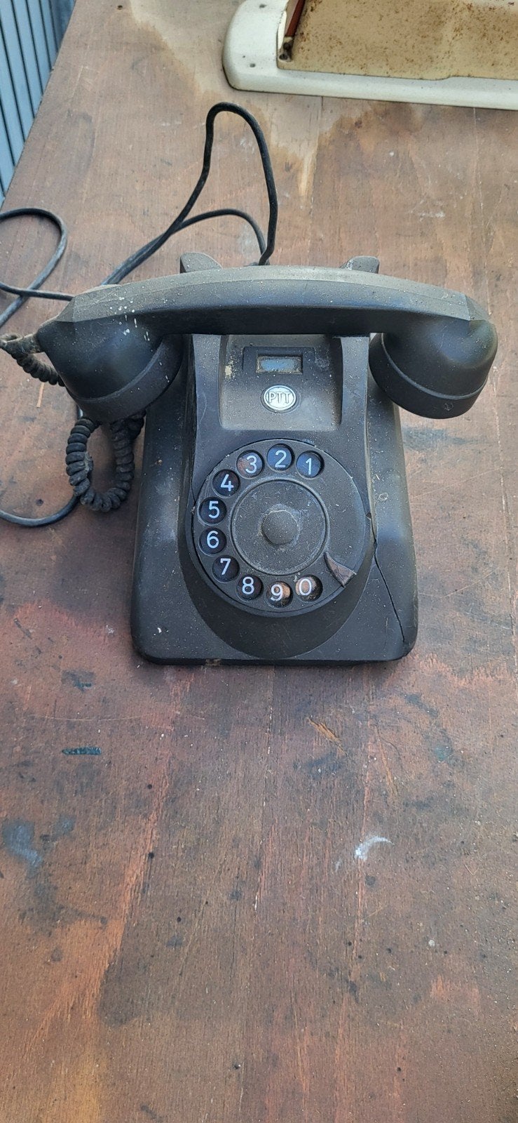 Vintage Bakelieten PTT Telefoon met Draaischijf - Zwart, Antiek en Kunst, Ophalen