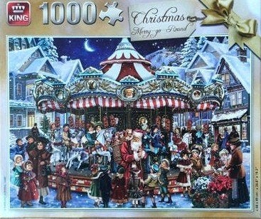 King Kerstpuzzel Merry-go-Round 1000 stukjes, Ophalen, 500 t/m 1500 stukjes, Zo goed als nieuw, Legpuzzel