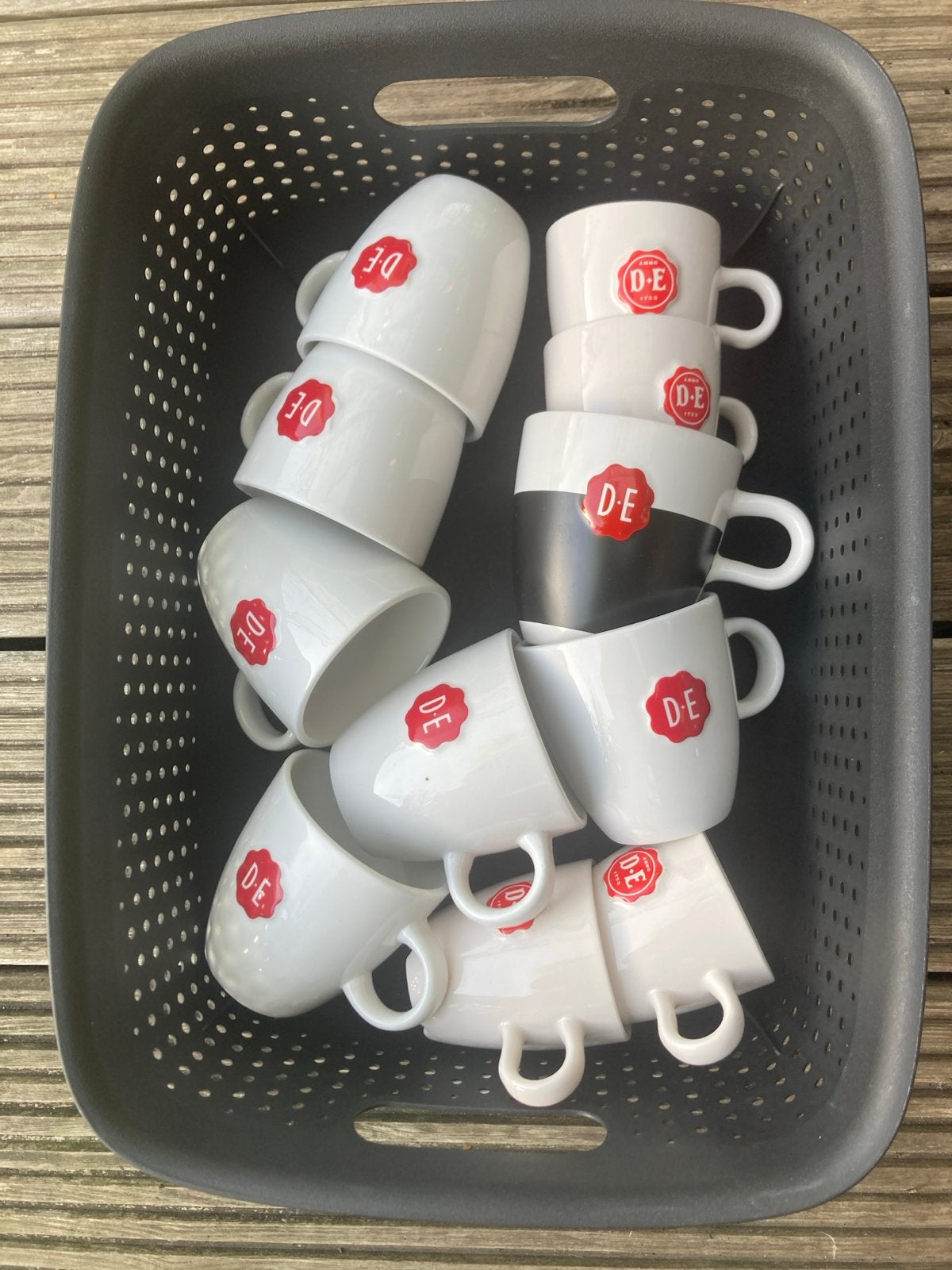 Douwe Egberts koffiekopjes - 11 stuks, Ophalen, Overige merken, Keramiek, Zo goed als nieuw