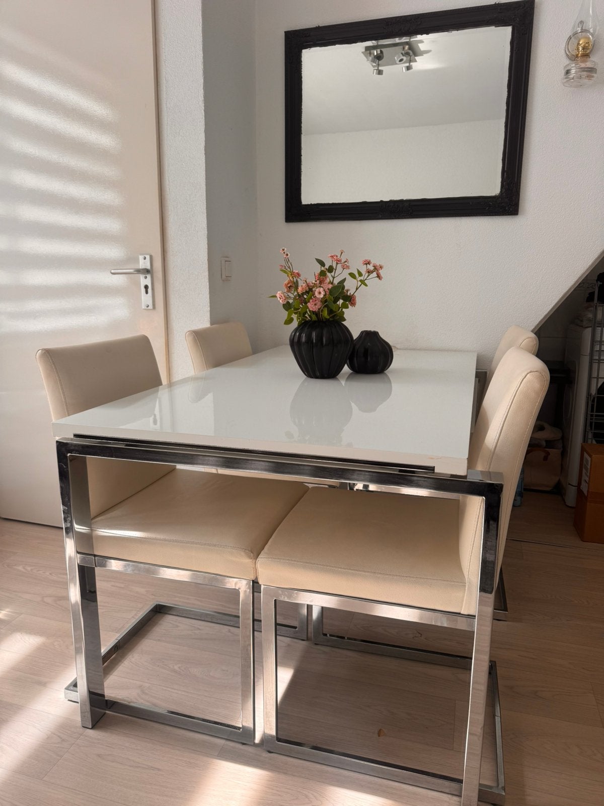 Eettafel met 4 stoelen, Ophalen, Zo goed als nieuw, 4 tot 6 stoelen