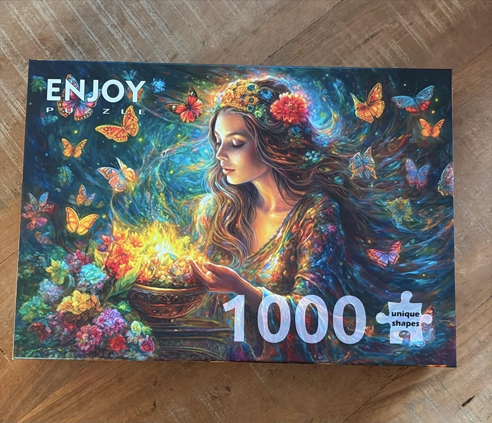 Enjoy Puzzel 1000 stukjes - Vrouw met vlinders, Ophalen, 500 t/m 1500 stukjes, Zo goed als nieuw, Legpuzzel