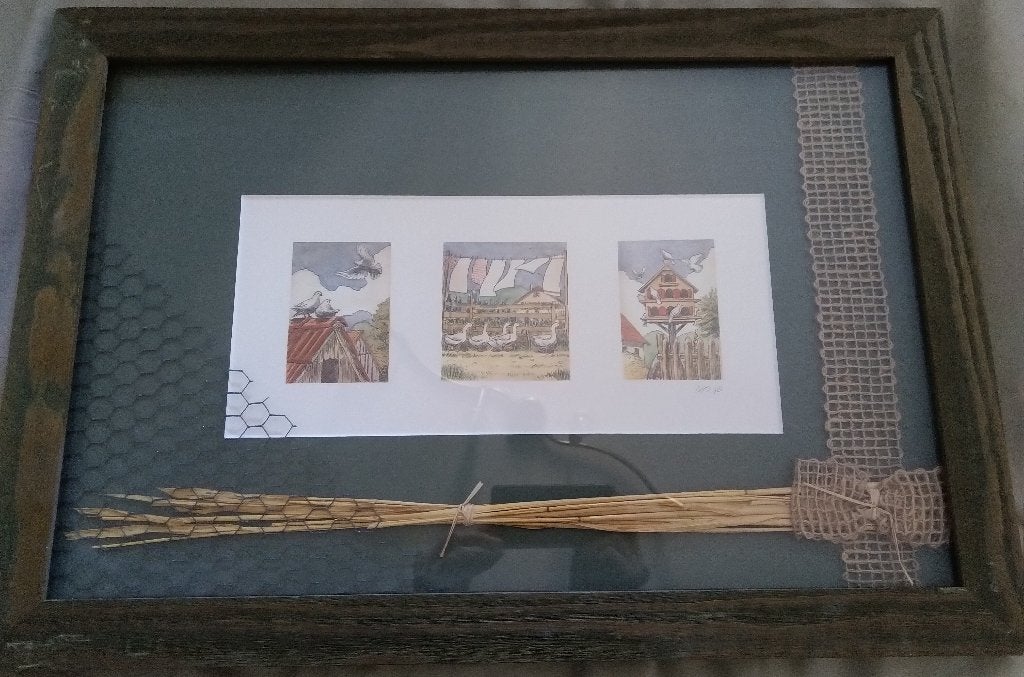 schilderij duiven ganzen, Ophalen of Verzenden, Schilderij