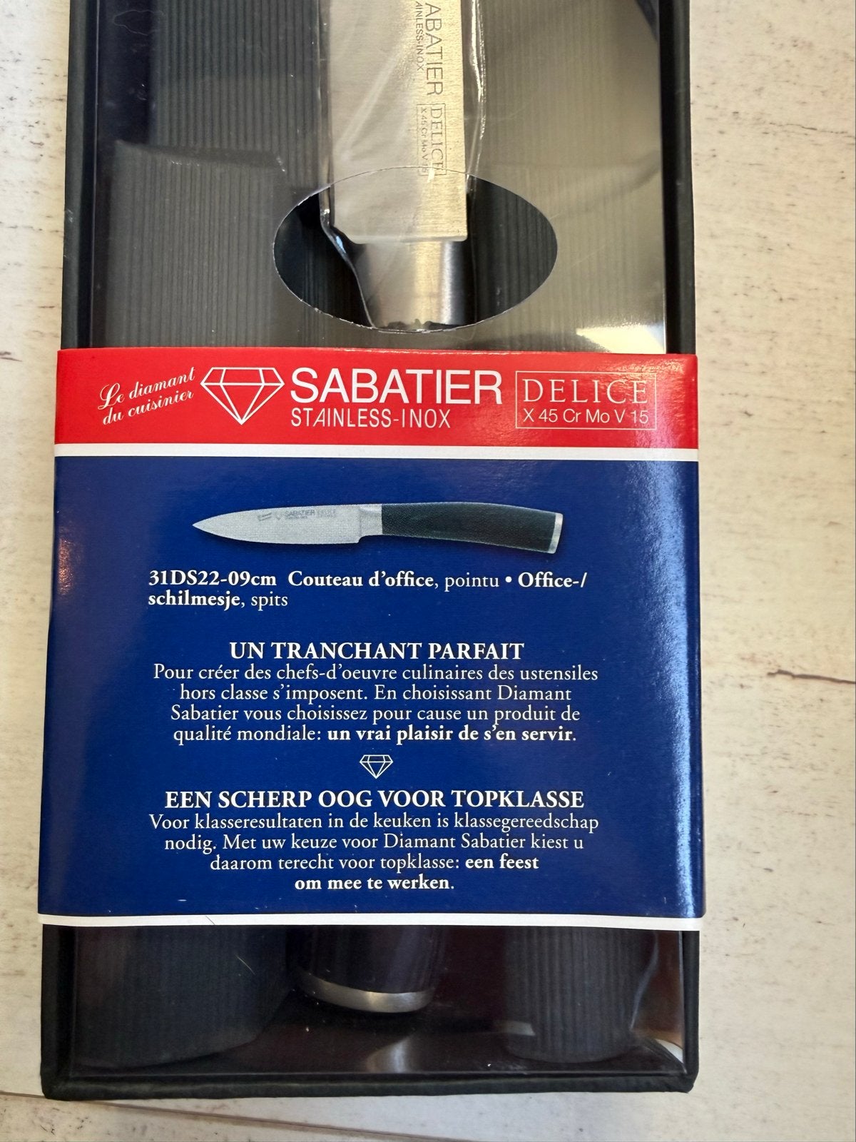 Sabatier Koksmes en Schilmesje - Nieuw in verpakking, Los bestek, Nieuw, Ophalen of Verzenden, Rvs of Chroom