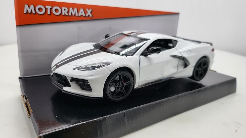 Chevrolet Corvette C8 Stingray, wit, 2020 1:24, Hobby en Vrije tijd, Modelauto's | 1:24, Nieuw, Auto, Motormax, Ophalen of Verzenden
