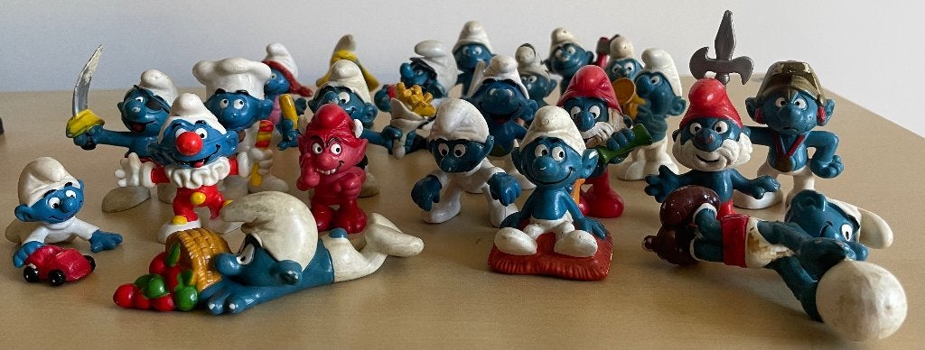22 vintage PEYO smurfen speelgoed smurven Schleich, Ophalen of Verzenden, Gebruikt, Verschillende Smurfen, Poppetje, Figuurtje of Knuffel