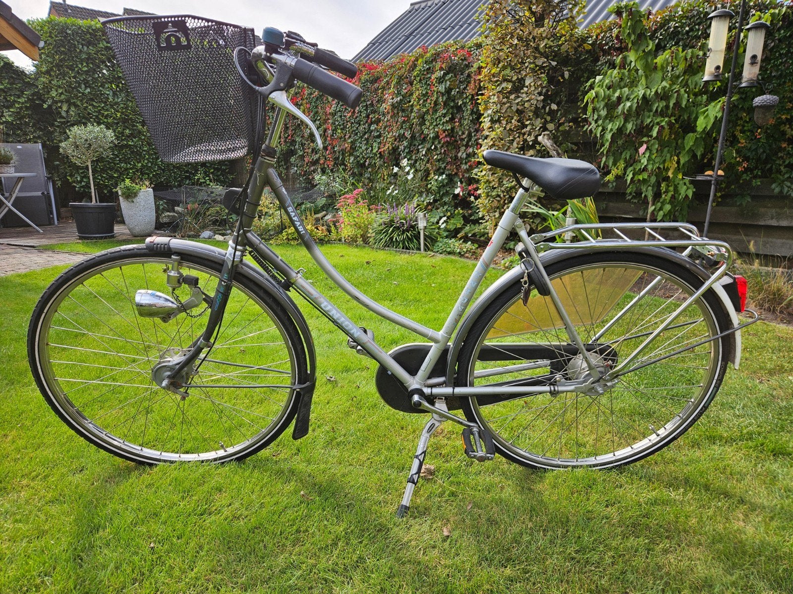 Union Damesfiets met Mand en Fietstassen, Gebruikt, (Extra) lage instap, 50 tot 53 cm, Trommelrem