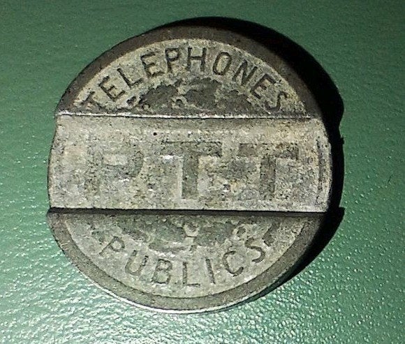 Oude Franse telefoonmunt uit 1937, Ophalen of Verzenden, Overige materialen, Buitenland