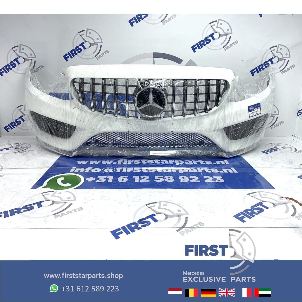 W205 GT AMG VOORBUMPER WIT + PANAMERICANA GRIL origineel Mer, Gebruikt, -, Voor, Ophalen of Verzenden