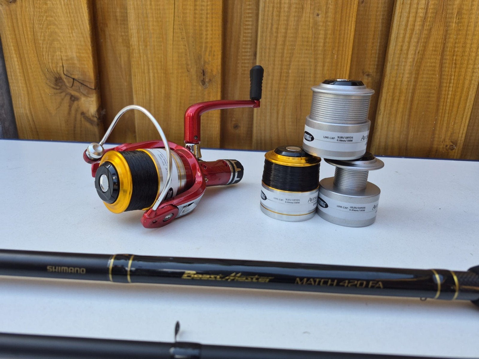 Shimano Beast Master Match 420 FA + Mitchell Avomatch 4000, Watersport en Boten, Ophalen, Gebruikt, Complete hengel