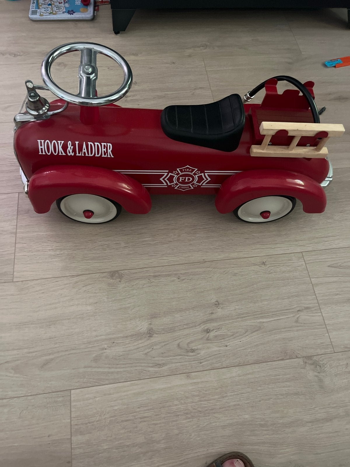 Retro Brandweer Loopauto - Hook & Ladder, Kinderen en Baby's, Speelgoed | Speelgoedvoertuigen, Ophalen, Zo goed als nieuw
